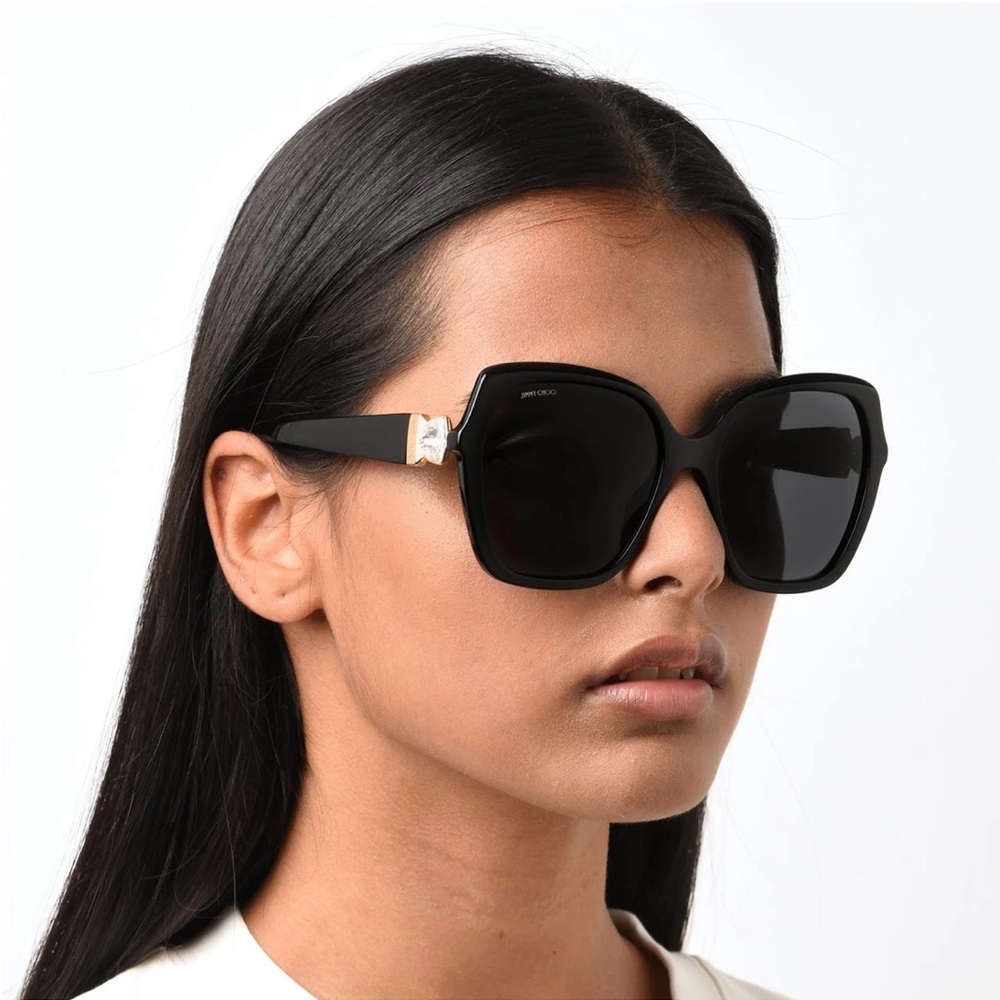 Jimmy Choo Manon Shiny Black Sunglasses Women’s - Picture 3 of 13